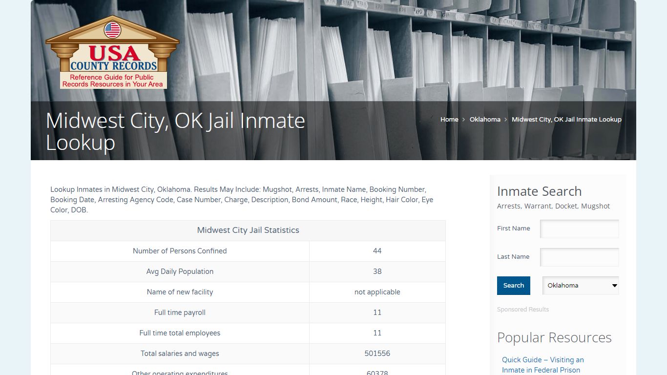 Midwest City, OK Jail Inmate Lookup | Name Search